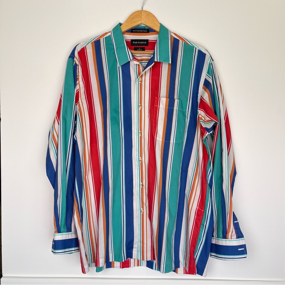 Paul Fredrick Men's Multicolor Striped Shirt